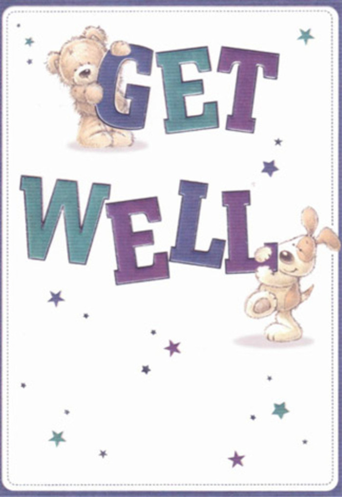 A loving sense of encouragement fills this get well card, brought to life by the welcoming images of a bear and puppy. Playful stars glimmer across the composition, echoing the shimmering reflections on the River Thames near Hammersmith Bridge. The oversized lettering, shaded in hues of purple and aqua, grounds the artwork in a bright, reassuring cheerfulness-like the lively window displays at local Castelnau shops. Beneath the surface, textured details translate into a sensation of touch: the bear's fluffy fur and the puppy's silken ears feel almost tangible, capturing the tactile delight of a hand-curated bouquet. Imagine sending this card together with a fresh, aromatic arrangement sourced from a Castelnau florist-an act of care that brings both visual and emotional relief. With its light, airy design and optimistic tone, this card naturally lifts spirits, perfect for cheering a friend or neighbour on the mend in the Castelnau community.